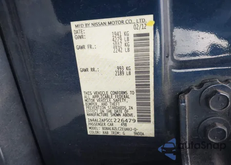 2012 Nissan Altima 2.5 S from USA, damaged, VIN 1N4AL2AP5CC226479